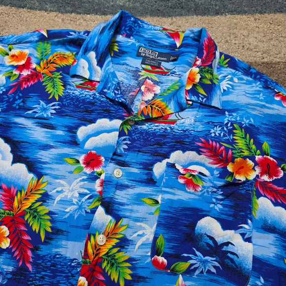 Polo Ralph Lauren Caldwell Hawaiian Rayon Shirt XL Tropical Sailboat